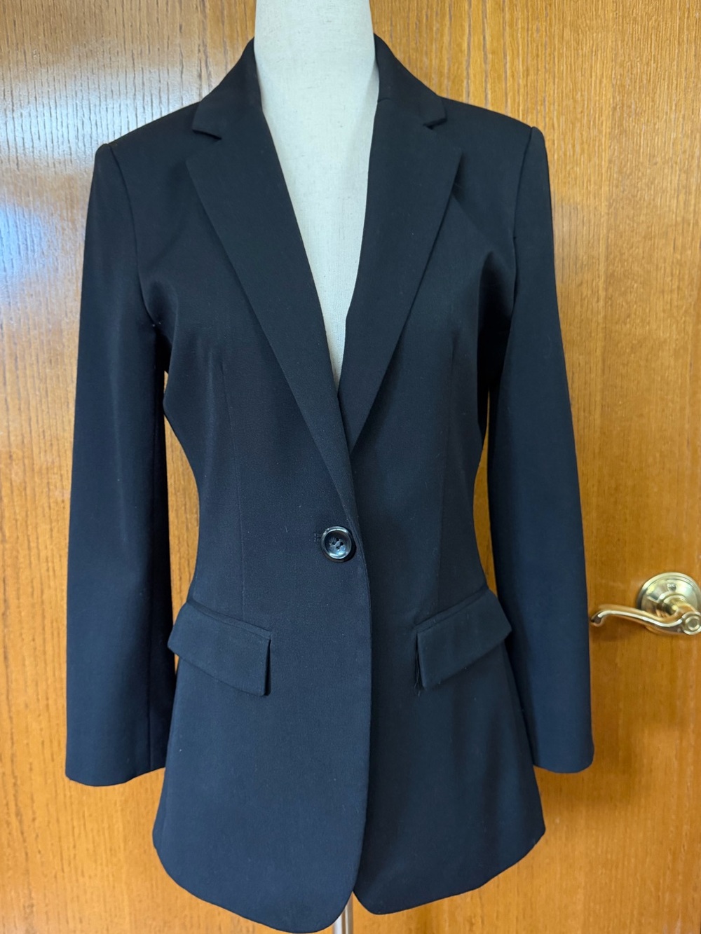 Boston Proper Black Single-Button Tailored Blazer Jacket